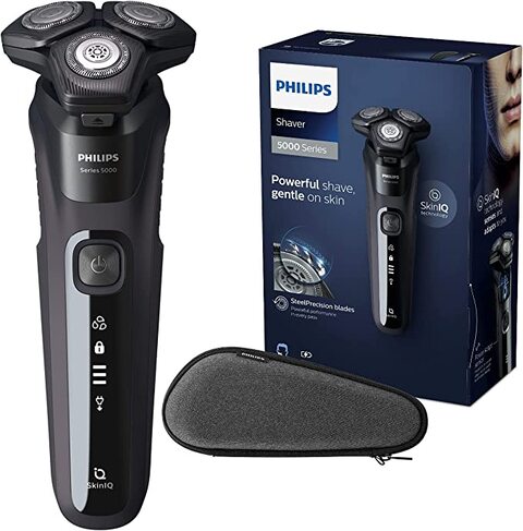 PHILIPS Electric Shaver S5582/20 - SenseIQ Technology - Power Adapt sensor  360-D Flexing heads Integrated pop-up trimmer, Wet & Dry shave, Steel