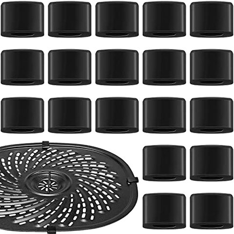Generic 16 Pieces Air Fryer Rubber Bumpers Black, Baking Pan Mat Cover Grease Trap Protective Cover Tray Replacement Parts Accessories Rubber Non-Scratch Protective Covers (0.6 X 0.44 X 0.18 Inch)