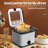Electric Deep Fryer W/Basket And Lid, Countertop Kitchen Frying Machine, For Skewer Potato Chips Chicken Nuggets Fries Machine Commercial Use, Household Use