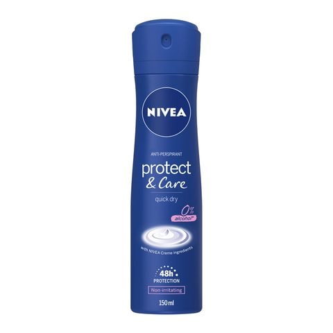 NIVEA Antiperspirant Spray for Women, 48h Protection, Protect &amp; Care No Ethyl Alcohol, 150ml