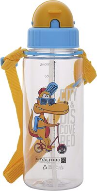 Royalford 500ml Water Bottle, BPA-Free Kids Plastic Bottle, Rf11112 Cartoon Water Bottle With Straw Leak-Proof Design For Kids, Toddlers, Sports, Gym, Outdoor, Cycling, School &amp; More, Multicolor