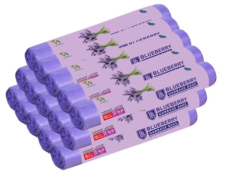 اشتري BLUEBERRY -15-Roll Lavender scented Trash Bag-PERFUMED GARBAGE BAG-Oxo-Biodegradable-5 Gallon-46X52cm-30 pieces Each Roll في الامارات