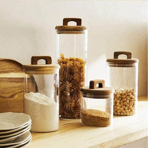 Better Homes and Gardens, Glass Food Storage Jar With Acacia Wood