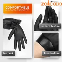 Zalcoon Vinyl Exam Gloves (Extra Large), Black, Latex-Free, Powder-Free, Disposable Gloves, for Medical, Cleaning, Food Service, 4 mil - 100 Pieces