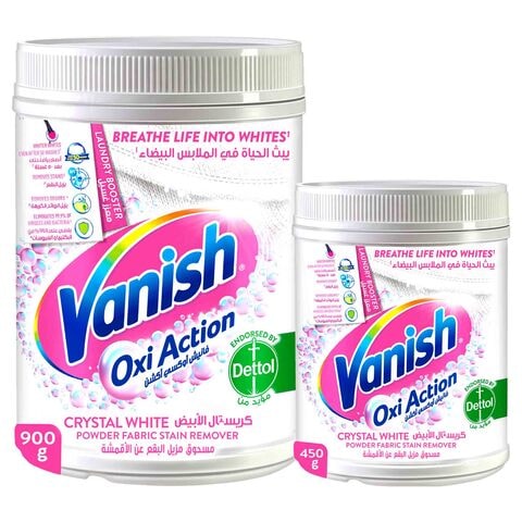 Buy Vanish Oxi Action Crystal White Fabric Stain Remover, 900g+450g Free in Kuwait