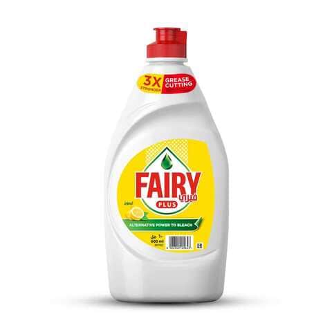 Fairy Plus Lemon Dishwashing Liquid Soap With Alternative Power To Bleach 600ml