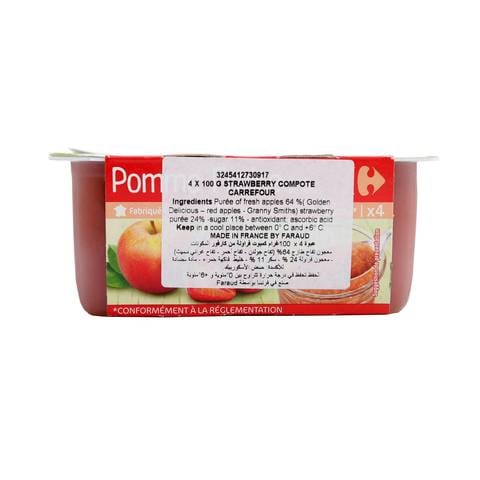 Carrefour Strawberry &amp; Apple Compote 100g&times;4