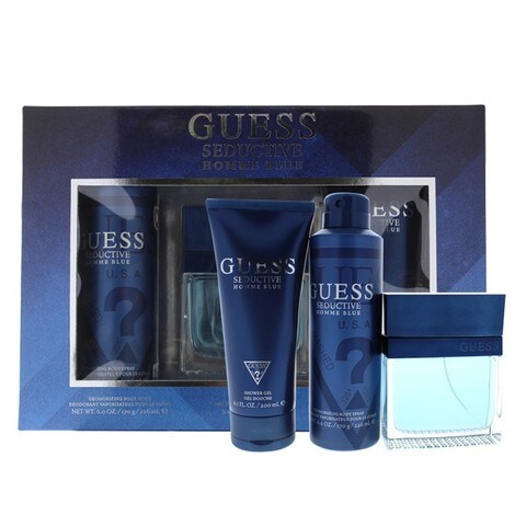Guess Seductive Blue Men&#39;s Gift Set: Eau De Toilette 100ml + 200ml Shower Gel + 226ml Body Spray
