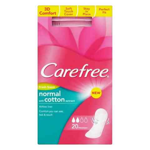 Carefree Panty Liners Breathable Cotton Extract Fresh 20 Pieces