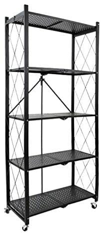 Buy 5 Tier Metal Storage Rack Foldable Shelf Kitchen Organizer Bedroom  Shelves Rolling Cart Online - Shop Home & Garden on Carrefour UAE