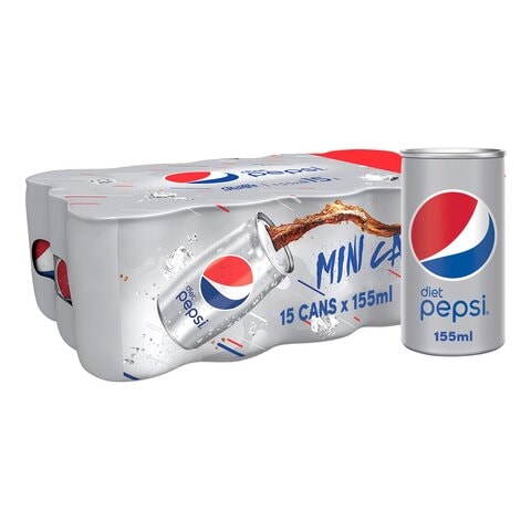 Pepsi Diet Carbonated Soft Drink 155ml Pack of 15