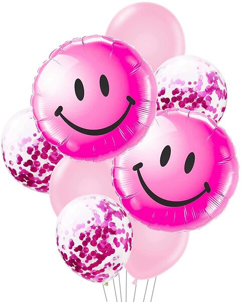 Buy Party Time 8-Pieces Pink Smiley Foil Balloon, Confetti & Latex Balloon  Set For Birthday Celebration Happiness Day Decoration - Party Supplies  Online - Shop Home & Garden on Carrefour UAE