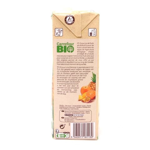 Carrefour Bio Pineapple Mango Passion Orange Juice 1L