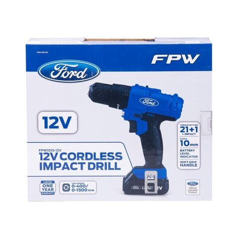 Ford Cles Impact Drill 12V With 74 Bits Accessories Set Multicolour