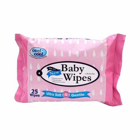 Cool &amp; Cool Ultra Soft And Gentle Baby Wipes White 25 Wipes