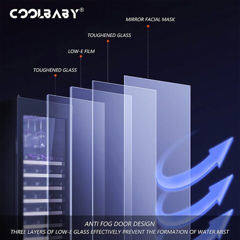 COOLBABY Constant Temperature Air-cooled Wine Cabinet,Red Wine Tea Leaf Cigar Integrated Cabinet,Double Wine Cabinet with Lock,Drinks Fruit Refrigerated Preservation,10 Layers