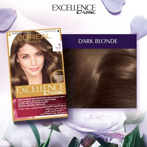 Buy L'Oreal Paris Excellence Creme Triple Care Permanent Hair Colour 6 Dark  Blonde Online - Shop Beauty & Personal Care on Carrefour UAE