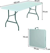 HEXAR&reg; Heavy Duty Multipurpose Camping Table Portable Folding Table Picnic Dining table Centerfold Ideal for Crafts Outdoor Events Lightweight and Durable Table with Carry Handle (L152 W70 H74 CM)