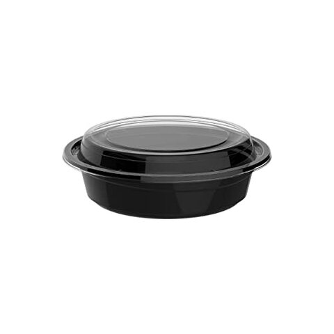 Cosmoplast 475 ml Pack of 10 RO16 Black Microwave Containers with Clear Lids