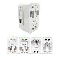 Generic-All-In-One Universal World Wide Travelling AC Adapter Plug (AU/UK/US/EU) International Power Charger Electric USB Power Plug Socket Adaptor Converter,(1 Pack, White)