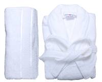 Bathrobe &amp; A Bath Towel,100% Turkish Cotton Shawl Collar Bathrobe, with a 50x90 cm Bath Towel Super Soft &amp; Absorbent for Men and Women, Unisex Adult (White)