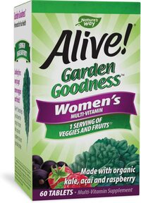 Nature&#39;s Way Alive! Garden Goodness Women&#39;s Multivitamin, Veggie &amp; Fruit Blend (1400Mg Per Serving), Made With Organic Kale, 60 Tablets