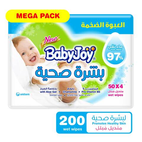 Buy Babyjoy mega pack healthy skin wet wipes 50 x 4 in Saudi Arabia