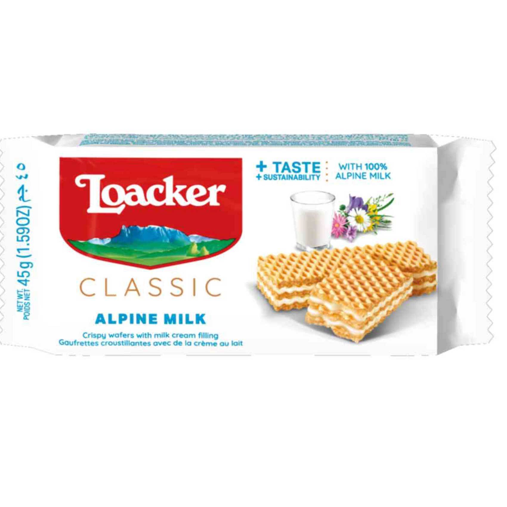 Buy Loacker Classic Alpine Milk Wafers 45g Online Shop Food Cupboard