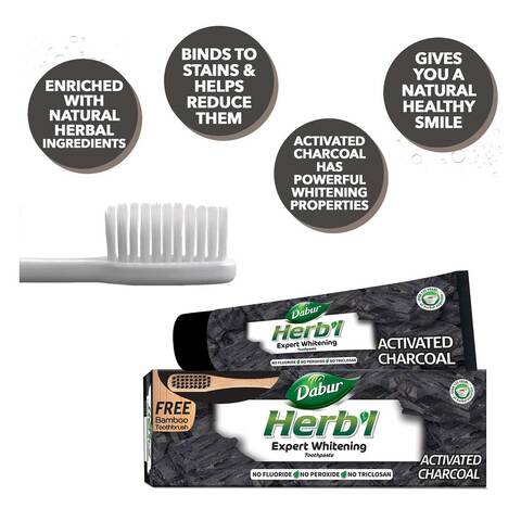 Dabur Herbal Activated Charcoal Tooth Paste With Bamboo Tooth Brush 150g