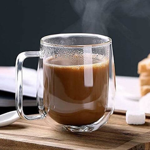 LIIYNG Double Wall Glass Coffee Mugs with Handle 200ML,Clear Heat-resistant Glass Coffee Mugs for Cappuccino Cups,Espresso Cups,Tea Cups,Latte Cups,Glass Beverage