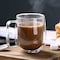 LIIYNG Double Wall Glass Coffee Mugs with Handle 200ML,Clear Heat-resistant Glass Coffee Mugs for Cappuccino Cups,Espresso Cups,Tea Cups,Latte Cups,Glass Beverage