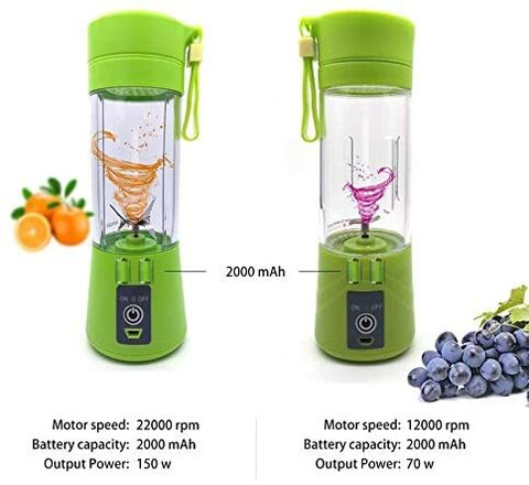 Blender Portable, Juicer cup avec 450ml 6 Lames sans BPA pour Sport et  Voyage, Mixeur Blender