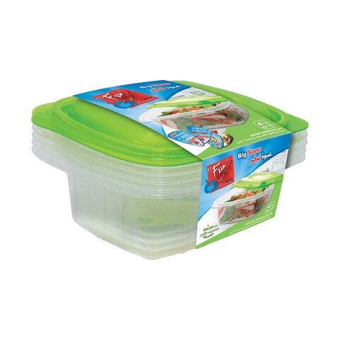Fun Multipurpose Containers With Lid Clear And Green 709ml 4 PCS