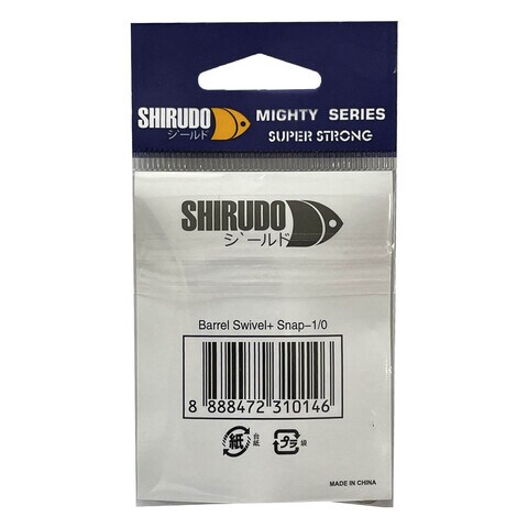 Shirudo Mighty Series Barrel Swivel With Snap Silver Size 1/0 Pack of 12