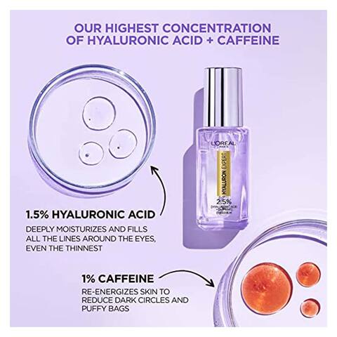 L&#39;Or&eacute;al Paris Hyaluron Expert Eye Serum With 2.5% Hyaluronic Acid and Caffeine - 20ml