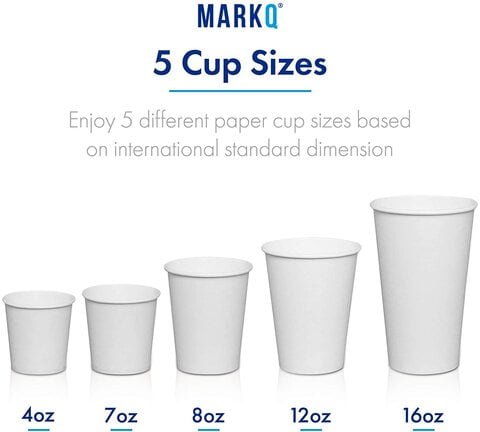 Buy Markq [50 Cups] 16 oz. White Paper Cups - Available in 4oz, 7oz, 8oz,  12oz- Disposable Hot Drinks, Latte, Cappuccino, Coffee Cups Online - Shop  Home & Garden on Carrefour UAE