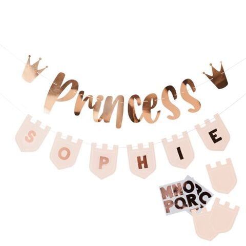 Princess Banner with Personalised Flagsx2 2m &amp; 15 Sticker Sheets