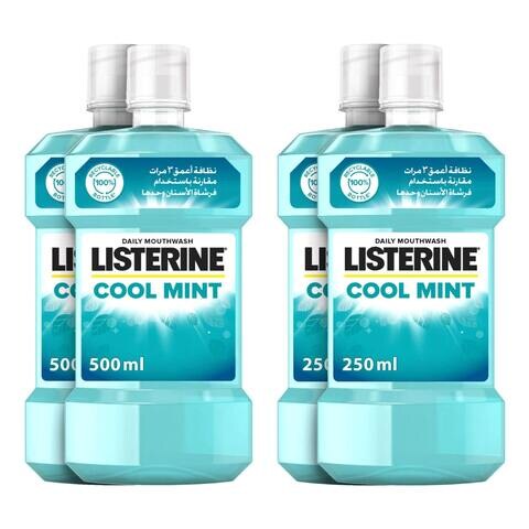 اشتري Listerine Cool Mint 500ml Pack of + 250ml Pack of 2 في الامارات