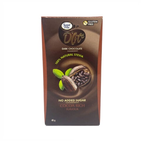 Sugar Free D&#39;lite Rich Cocoa Dark Chocolate Bar 40g