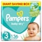 Pampers Baby-Dry Taped Diapers With Aloe Vera Lotion  Size 3 (6-10kg) 136 Diapers