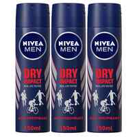 NIVEA MEN Antiperspirant Spray for Men Dry Impact 150ml Pack of 3