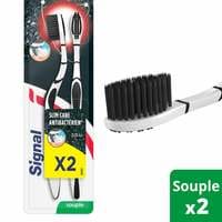 Signal Antibacterial Silver Charcoal Toothbrush Soft Multicolour 2 PCS