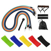 Esonmus-11 Pcs/Set Fitness Puller Multi-functional Muscle Strength Yoga Training Rope Resistance Belt+5pcs Resistance Bands Pull Rope TPE Elastic Bands for Fitness Gym Equipment Exercise Yoga Workout Booty