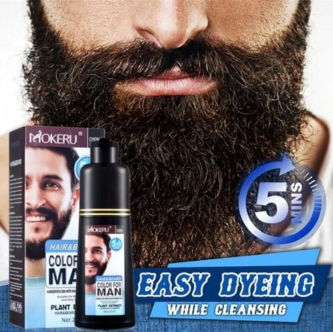 Mokeru Hair Dye Organic Hair Styling Product Fast 5 Minutes Beard Black Shampoo 200 ML Natural Plant Black Hair Shampoo