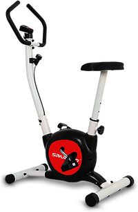 Sparnod Fitness SUB-49 Upright Exercise Bike For Home Gym, LCD Display, Height Adjustable Seat, Compact Design And Perfect Cardio Exercise Cycle Machine For Small Spaces, Black