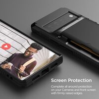 VRS Design Damda Glide PRO designed for Google Pixel 6 case cover wallet [Semi Automatic] slider Credit card holder Slot [3-4 cards] - Black