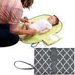 Buy NuSense Portable Changing Diaper Mat Sheet Foldable Waterproof Wipeable Baby Travel Pad Changing Diaper Clutch (Gray) in UAE