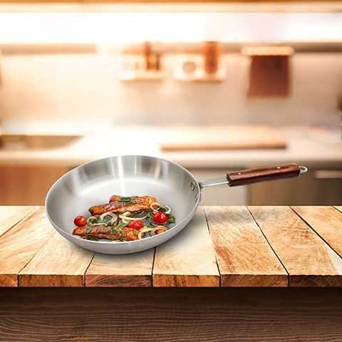 Raj Aluminium Frying Pan With Wooden Handle