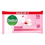 Buy Dettol Skincare Anti Bacterial Skin 10 Wipes Pack of 5 in UAE