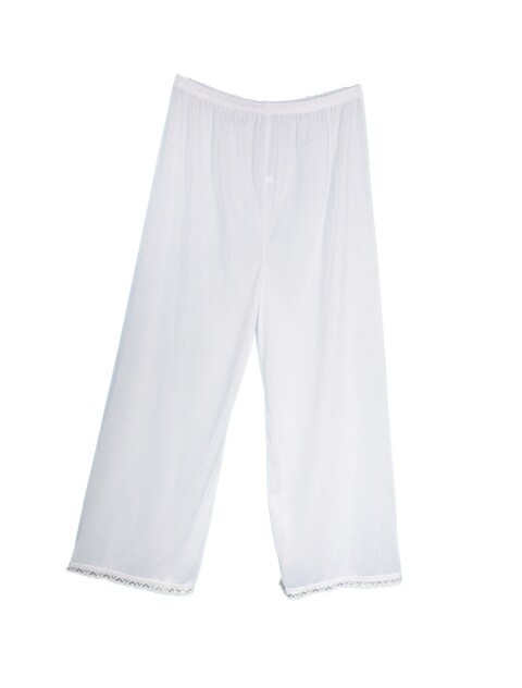 3- Pieces Full Length Soft inner Pants Trousers Silk 100% with Elasticised Waistband Women White M